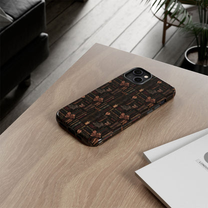 Gothic Phone Case Dark Academia Literary iPhone Samsung Cover with Books & Flowers, Phone case