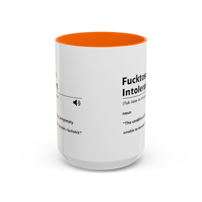 Fucktose Intolerant Definition Mug, Funny Accent Coffee Mug 11oz 15oz, Sarcastic Adult Humor Mug, Gag Gift for Friends