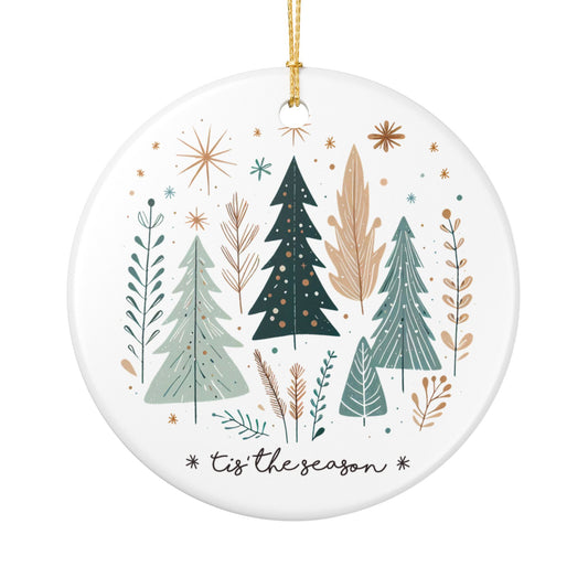Tis the Season Christmas Ornament Modern Minimalist Holiday Tree Decor Scandinavian Ceramic Ornament, Winter Home Décor, Gift for Her Family