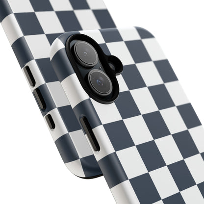 Navy Checkerboard Phone Case, iPhone 17 Pro, 17, 16, 15, 14, 13, 12, 11, X, XR, XS MAX, Tough Case for iPhone
