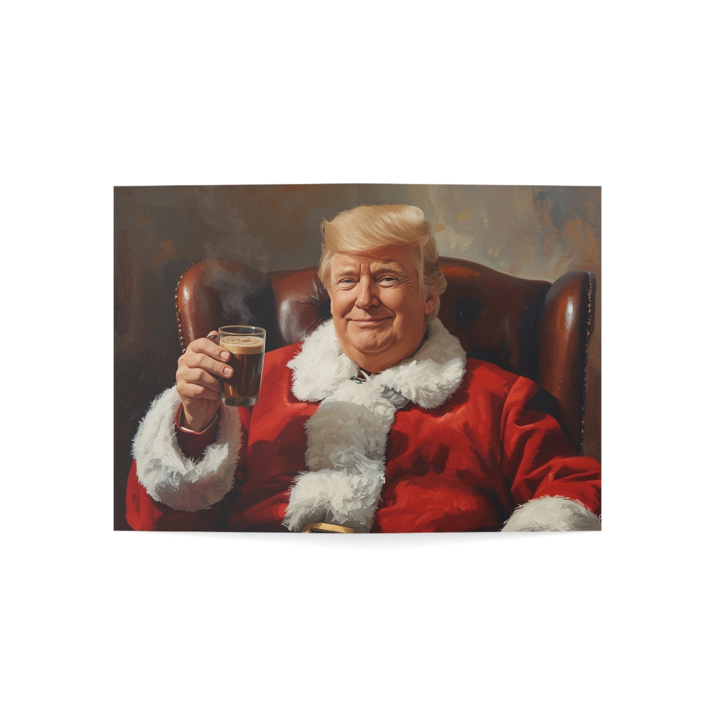 Santa Portrait Holding Drink Greeting Card, Funny Vintage Christmas Card, Retro Holiday Card, Santa Toast Card, Festive Gift Note