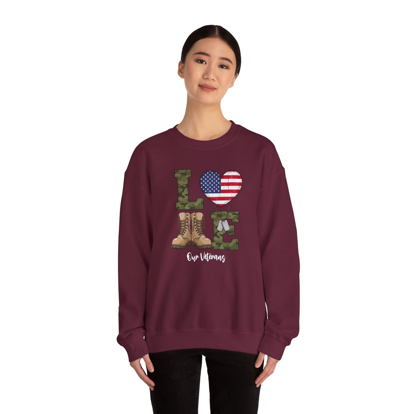 Love Our Veterans sweatshirt | Gift For Veteran | Veteran Sweatshirt | Gift For Dad | military boots American flag camouflage
