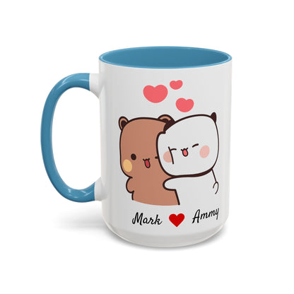 Personalized Dudu Bubu Mug | Cute Bear Coffee Cup | Color Handle Mug | Birthday Christmas Gift | Funny Mug for Her Him Valentine Gift
