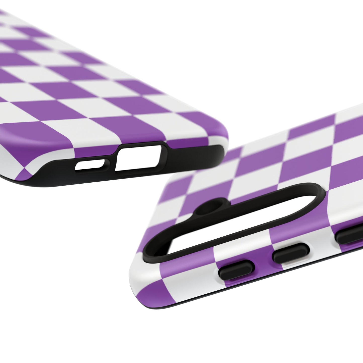 Purple Checkered Phone Case, Samsung Galaxy S25, S25 Plus, S24, S24 Plus, S24 Ultra, S23, S22, S22 Plus, S21 Ultra, S21 FE, S20+