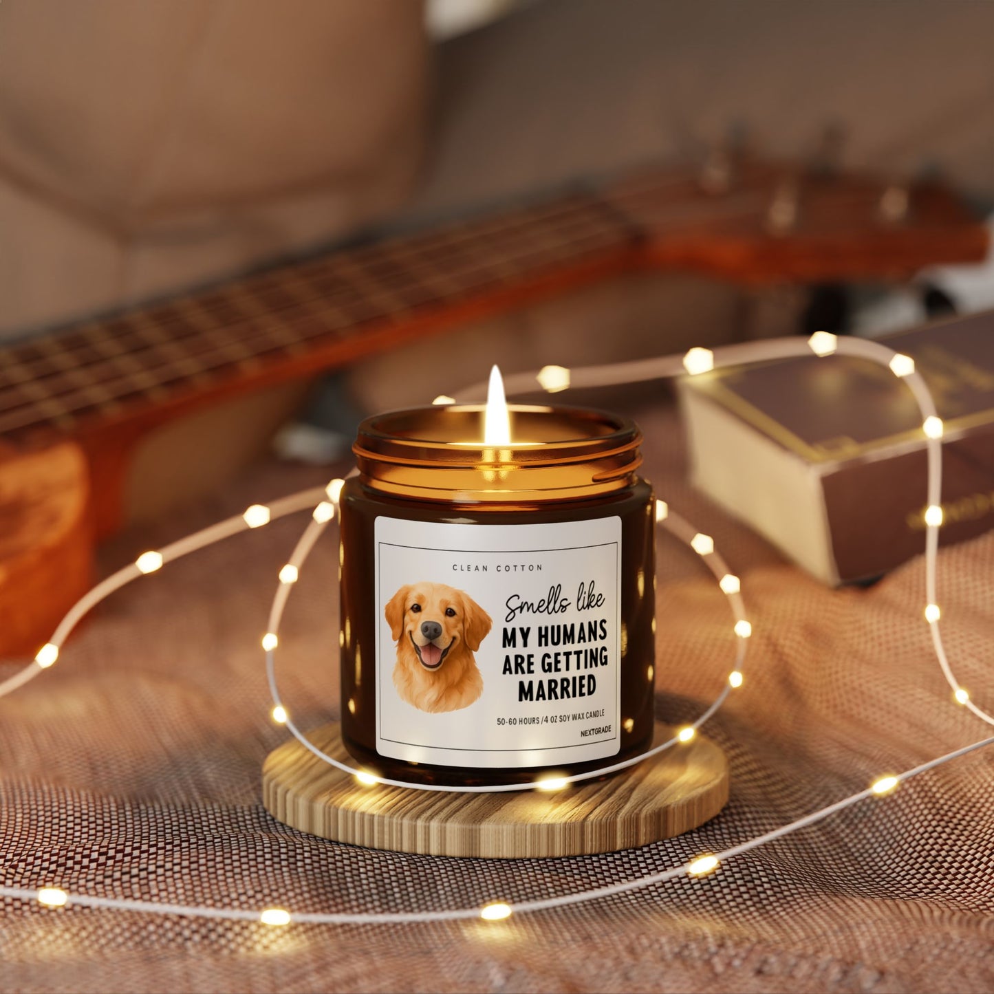 Smells Like My Humans Are Getting Married Candle, Funny Dog Wedding Gift, Engagement Gift for Couples | 9oz Soy Amber Jar Candle