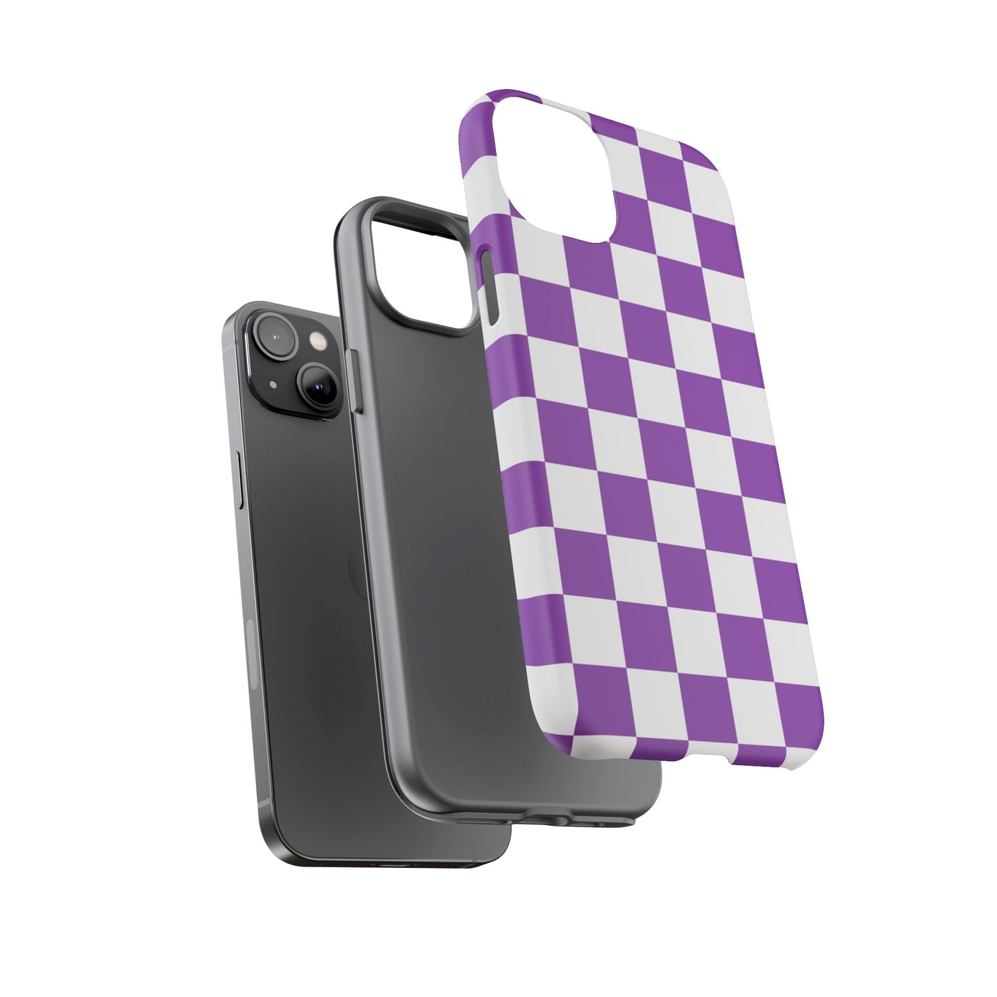 Purple Checkered Phone Case,  iPhone 17 Pro, 17, 16, 15, 14, 13, 12, 11, X, XR, XS MAX, Trendy Gift for Friends, Accessory for Occasions