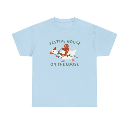 Festive Goose on the Loose Shirt, Funny Christmas Gingerbread Tee,  Holiday Comfort Colors T-Shirt, Cute Xmas Gift for Her and Him