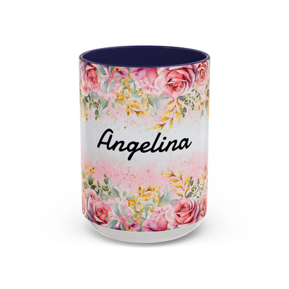 Personalized Floral Accent Coffee Mug, Custom Gift for Her, Birthday Mug, Floral Drinkware, Mother's Day Gift