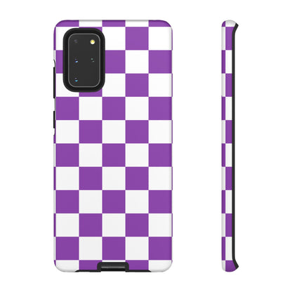 Purple Checkered Phone Case, Samsung Galaxy S25, S25 Plus, S24, S24 Plus, S24 Ultra, S23, S22, S22 Plus, S21 Ultra, S21 FE, S20+