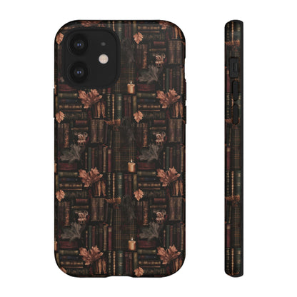 Gothic Phone Case Dark Academia Literary iPhone Samsung Cover with Books & Flowers, Phone case