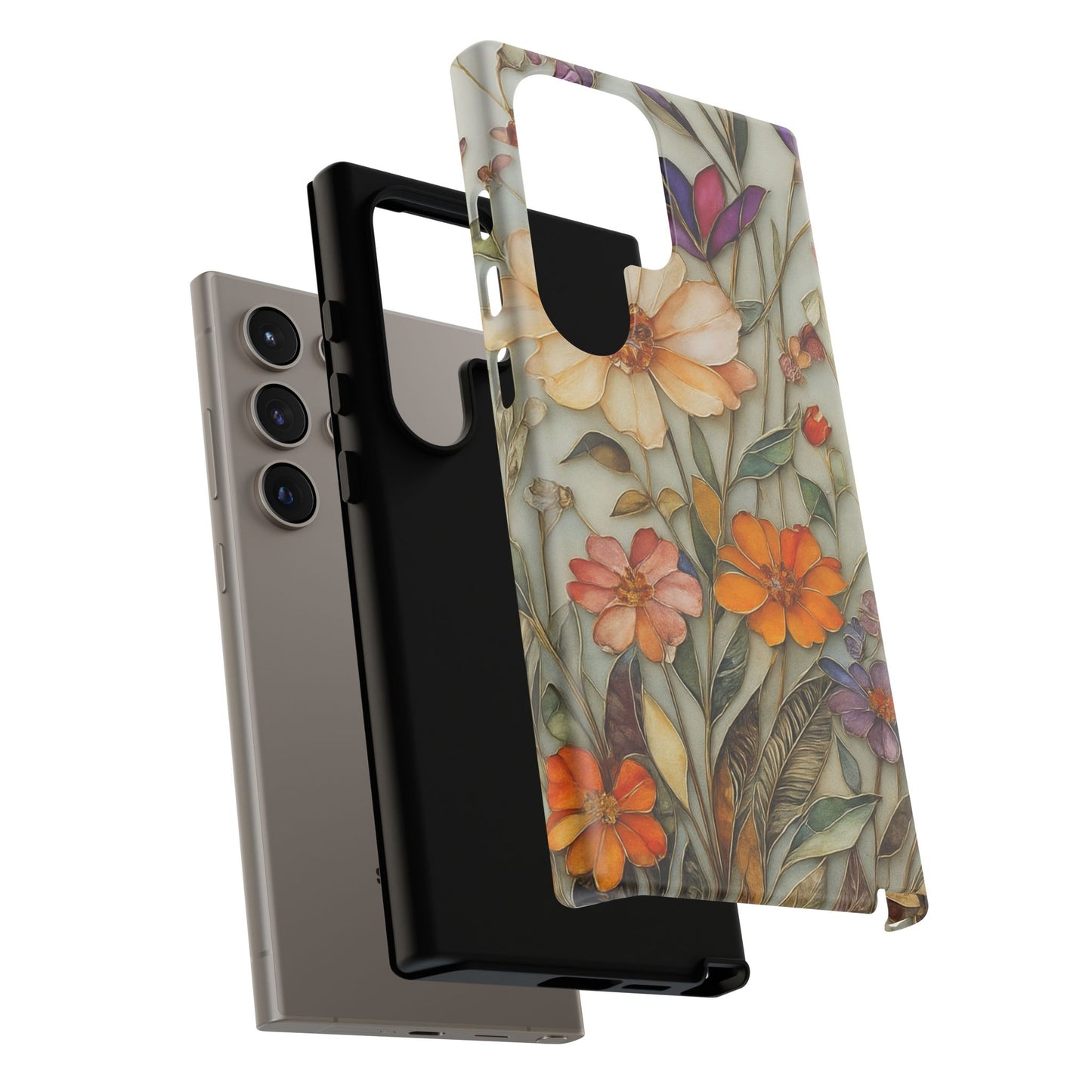 Phone case For iPhone & Samsung, Wildflower Mosaic MagSafe iPhone Case: Botanical Floral Design iPhone