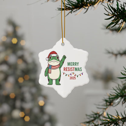 Merry Resistmas Freedom Frog Ornament 2025 – Double-Sided Political Humor Christmas Decor | Funny Activist Ornament | Freedom Frog Meme Gift