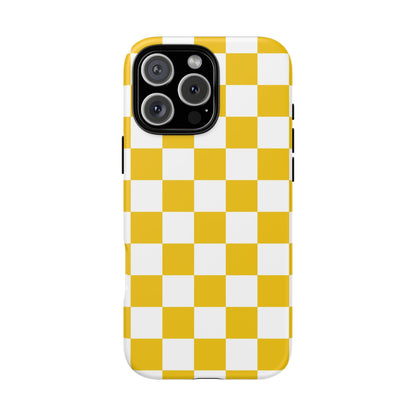 Yellow Checkered Phone Case - iPhone 17 Pro, 17, 16, 15, 14, 13, 12, 11, X, XR, XS MAX, Gift for Friends