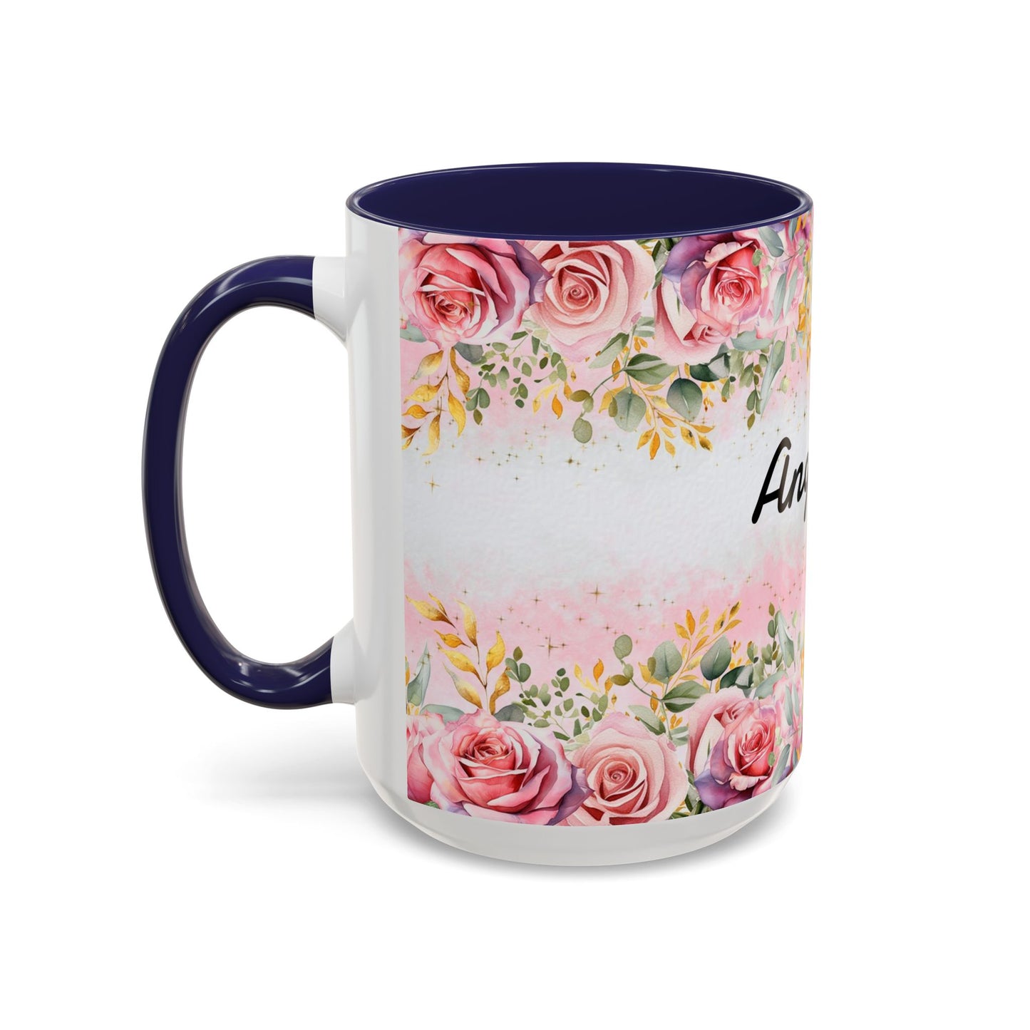 Personalized Floral Accent Coffee Mug, Custom Gift for Her, Birthday Mug, Floral Drinkware, Mother's Day Gift