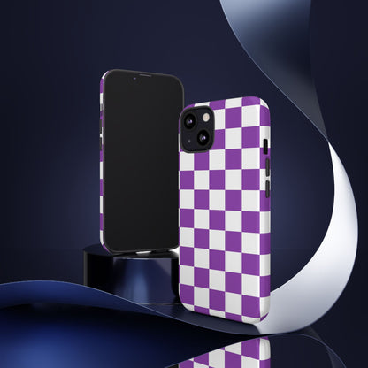 Purple Checkered Phone Case,  iPhone 17 Pro, 17, 16, 15, 14, 13, 12, 11, X, XR, XS MAX, Trendy Gift for Friends, Accessory for Occasions