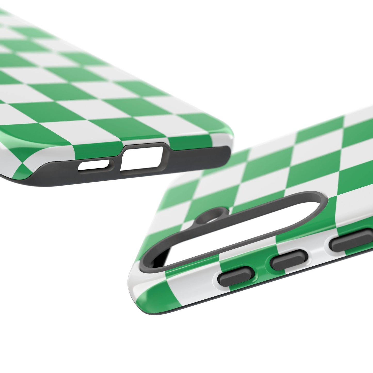 Green Checkered Phone Case, Phone Cases Samsung Galaxy S25, S25 Plus, S24, S24 Plus, S24 Ultra, S23, S22, S22 Plus, S21 Ultra, S21 FE, S20+