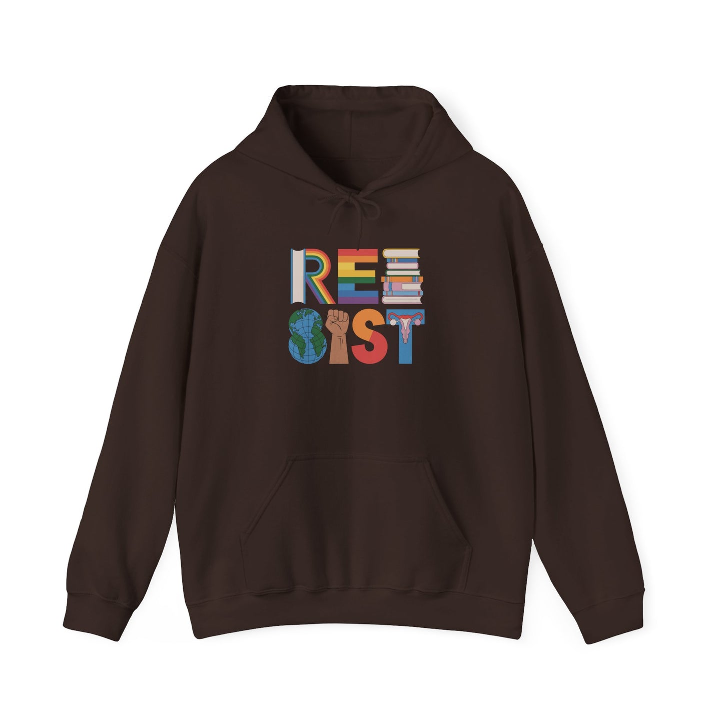 Resist Earth Globe Hoodie | RESIST Equality Hoodie | LGBTQ Pride Activism Hooded Sweatshirt | Feminist Hoodie | Social Empowerment Gift