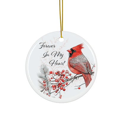 Cardinal Bird Ornament, Red Cardinal Christmas Ornament, Double-Sided Ceramic Keepsake, Winter Cardinal Decoration, Memorial Holiday Gift