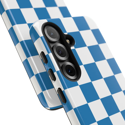 Blue Checkerboard Phone Case, Samsung Galaxy S25, S25 Plus, S24, S24 Plus, S24 Ultra, S23, S22, S22 Plus, S21 Ultra, S21 FE, S20+