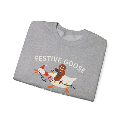 Festive Goose on the Loose Sweatshirt, Funny Christmas Gingerbread Crewneck, Holiday Lights Shirt, Cozy Winter Gift for Her and Him