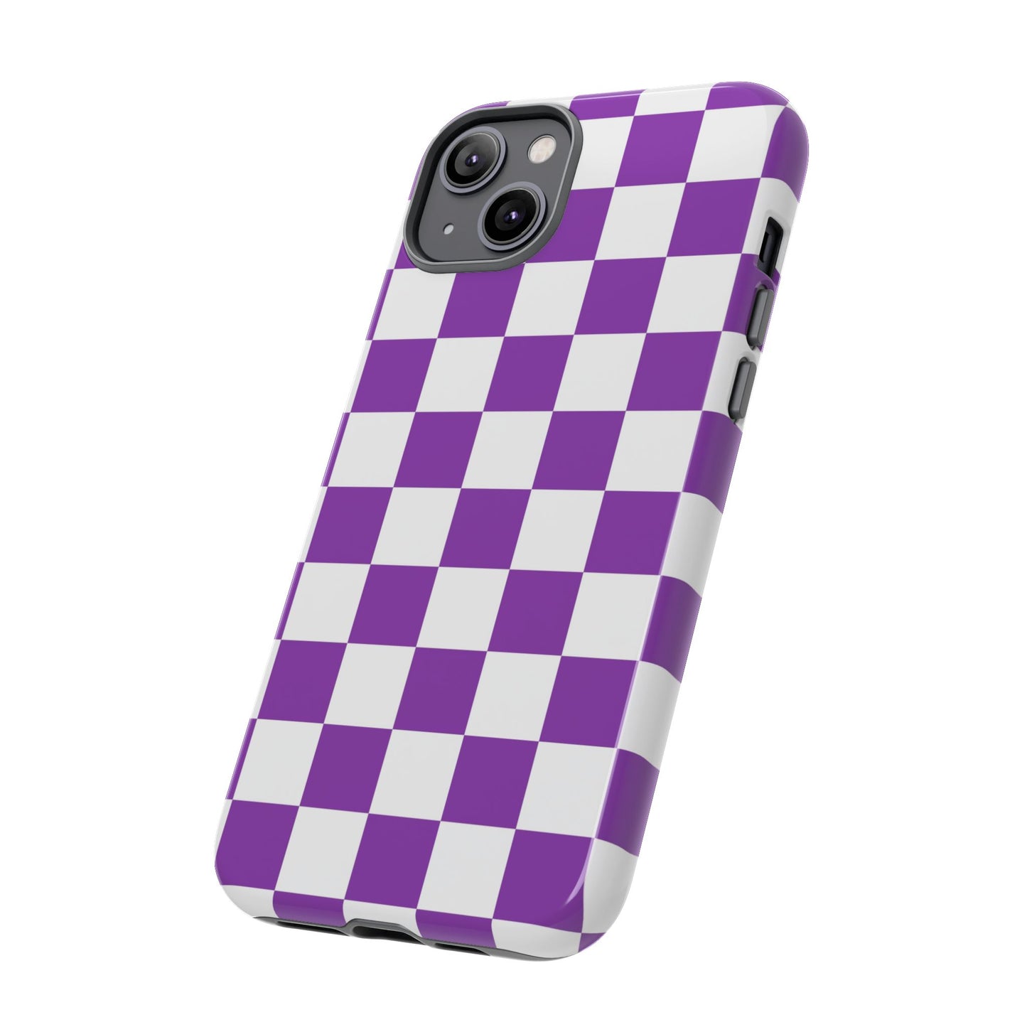 Purple Checkered Phone Case,  iPhone 17 Pro, 17, 16, 15, 14, 13, 12, 11, X, XR, XS MAX, Trendy Gift for Friends, Accessory for Occasions