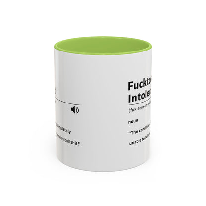Fucktose Intolerant Definition Mug, Funny Accent Coffee Mug 11oz 15oz, Sarcastic Adult Humor Mug, Gag Gift for Friends