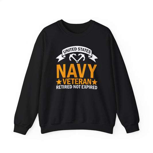 Navy Veteran Crewneck Sweatshirt, Military Pride Sweater,  Gift for Veterans, Retirement Gift, Casual Comfort Wear, Gift for mom