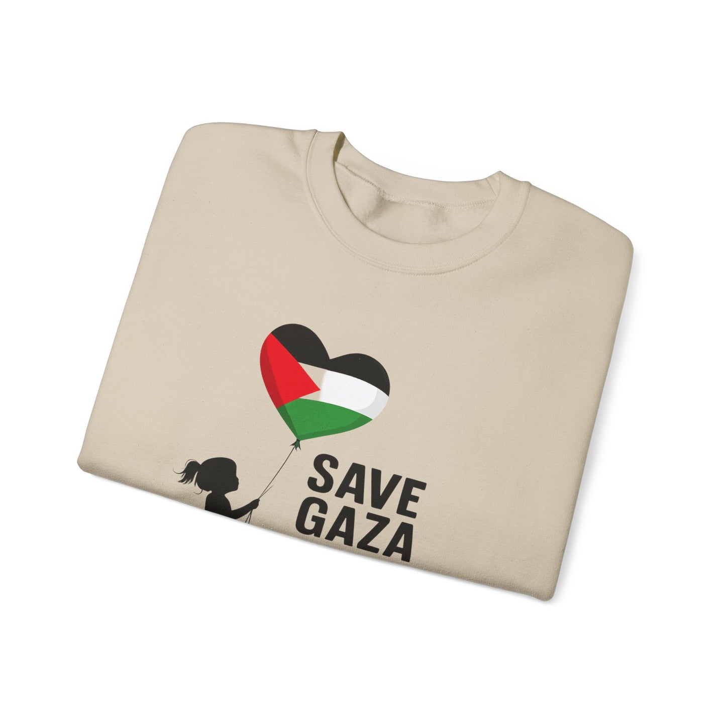 Save Gaza Crewneck Sweatshirt, Protest Apparel, Activist Fashion, Unisex Heavy Blend, Gift for Human Rights Advocates