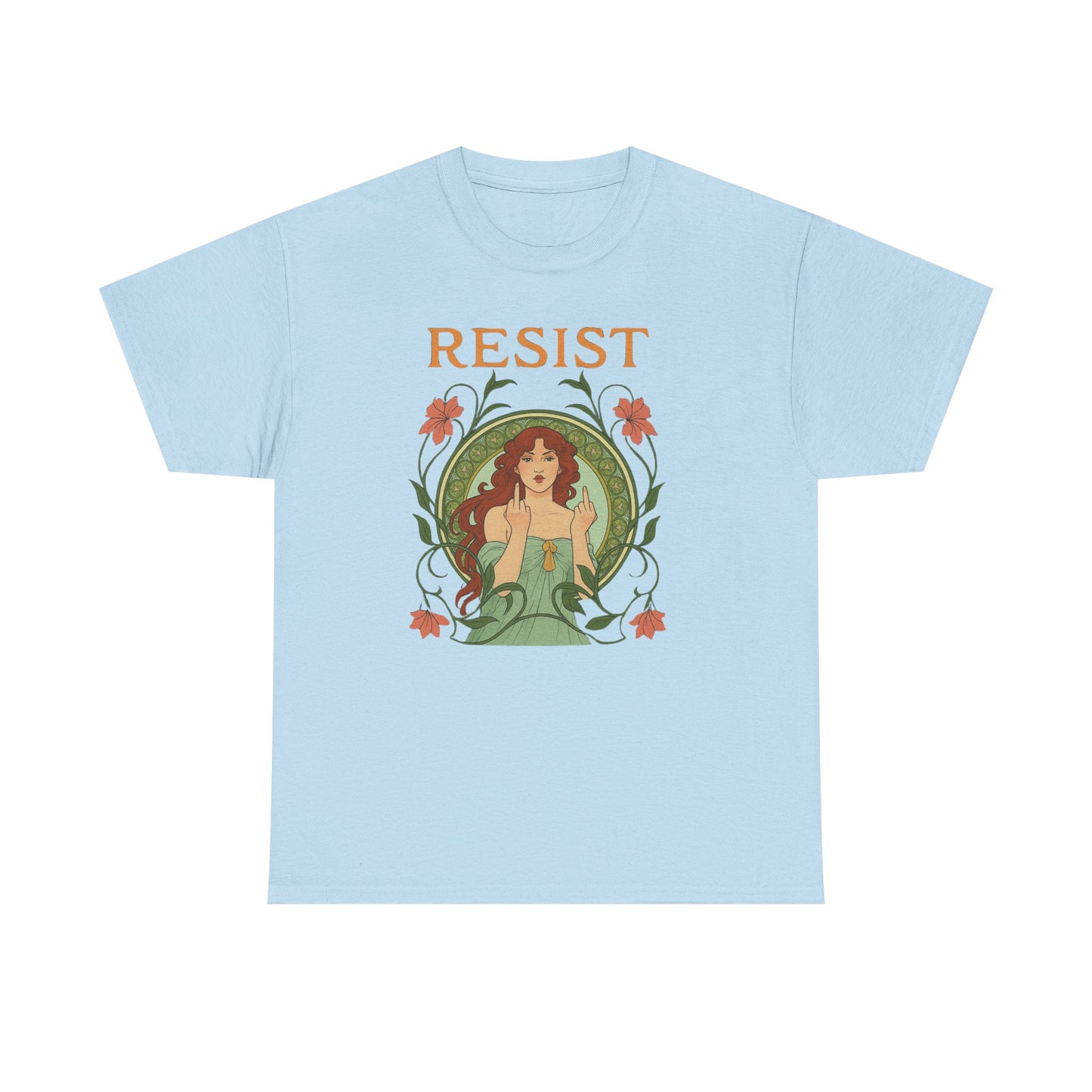 Resist Art Nouveau Woman Tee, Feminist Vintage Shirt, Botanical Activist T-Shirt, Retro Feminism Gift, Empowerment Top, Mucha Anti Trump