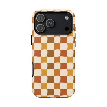 Boho Checked Phone Case, Checkerboard Design, Durable Protection, Phone Cover, Phone case For iPhone and Samsung, Trendy Phone Cover