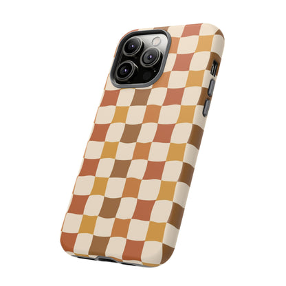 Boho Checked Phone Case, Checkerboard Design, Durable Protection, Phone Cover, Phone case For iPhone and Samsung, Trendy Phone Cover