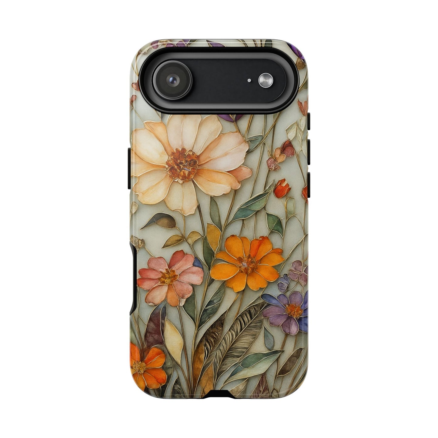 Phone case For iPhone & Samsung, Wildflower Mosaic MagSafe iPhone Case: Botanical Floral Design iPhone
