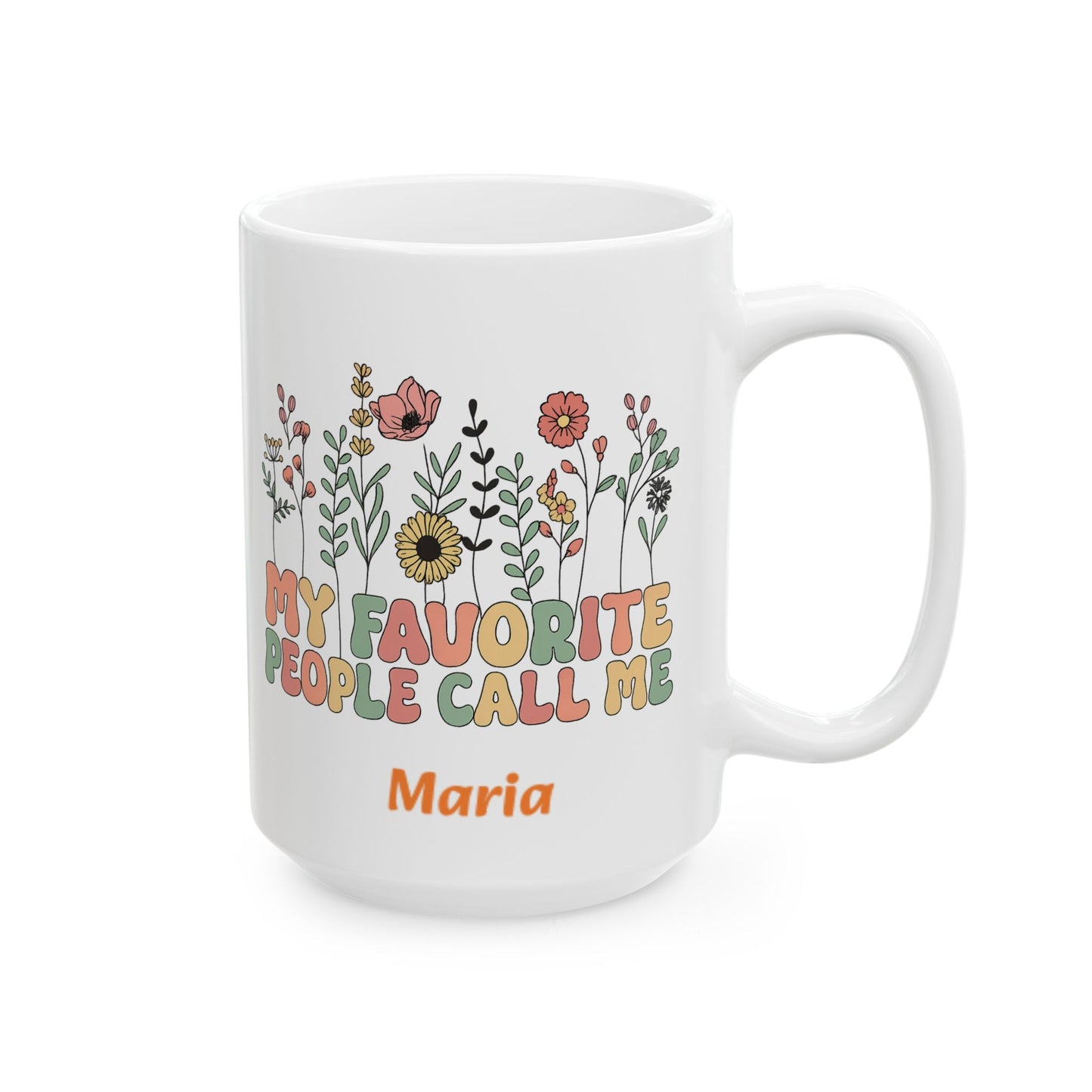 Personalized Flower Power Ceramic Mug, My People Mug, Gift for Friends, Coffee Lover Gift, Floral Mug, Tea Lovers