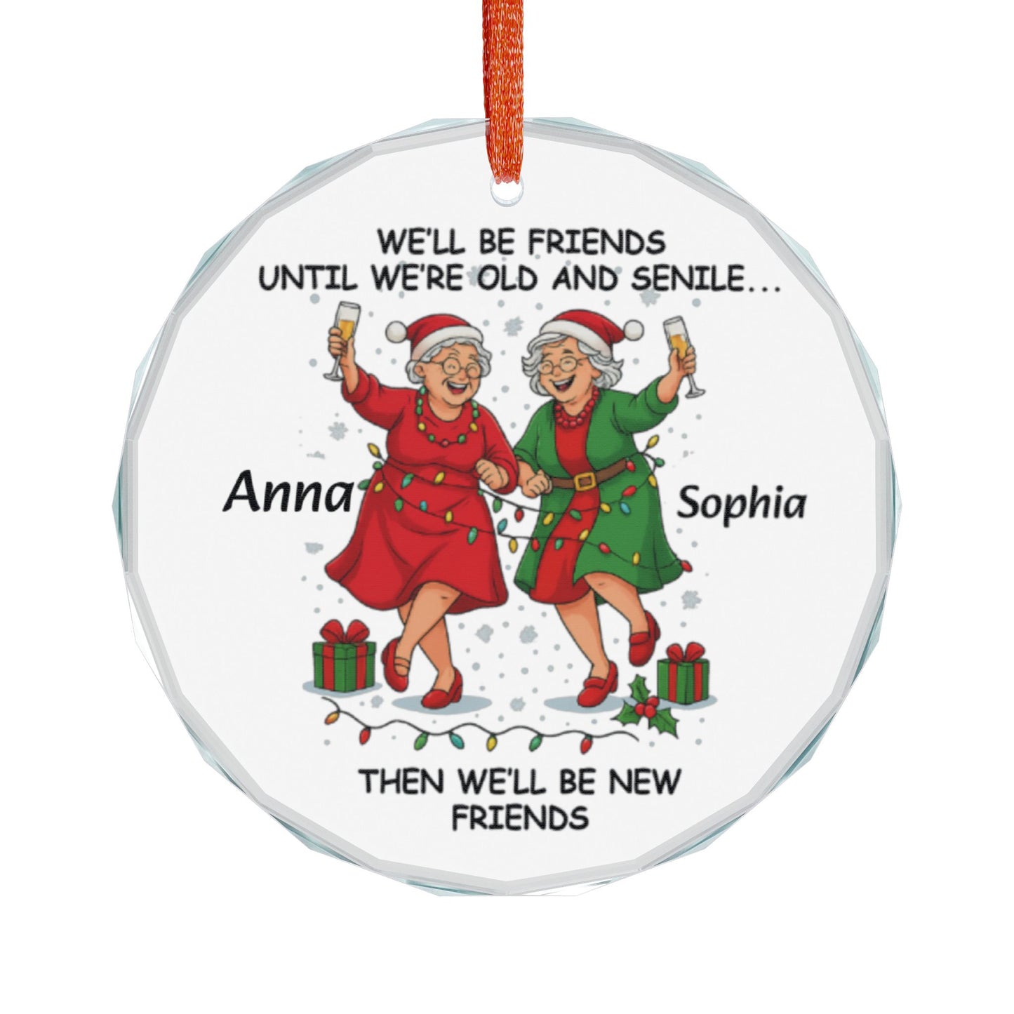 Personalized Best Friends Christmas Ornament Old  Senile Ornament Funny Bestie Gift for Women Best Friend Keepsake 2025 BFF Holiday Decor