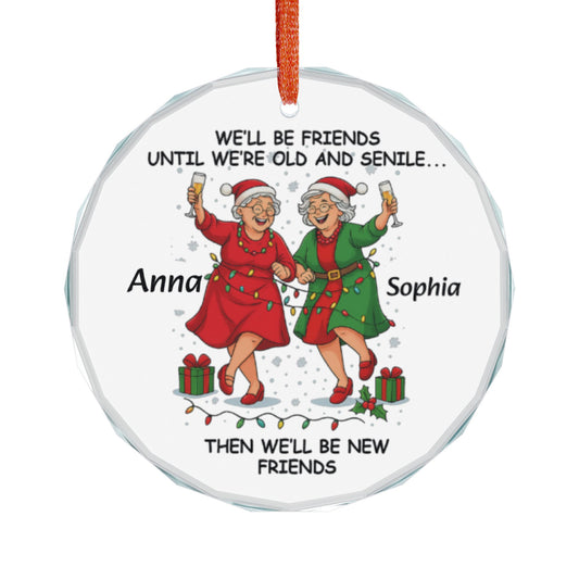 Personalized Best Friends Christmas Ornament Old  Senile Ornament Funny Bestie Gift for Women Best Friend Keepsake 2025 BFF Holiday Decor