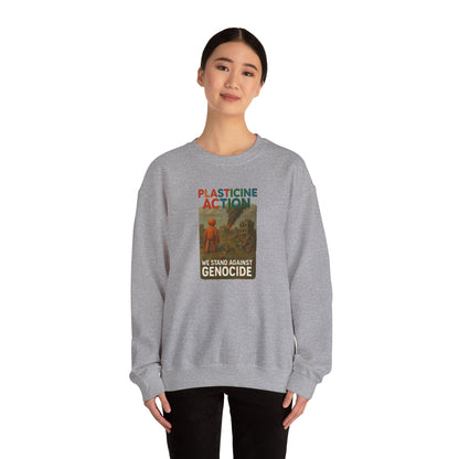 We stand against Genocide Crewneck Sweatshirt, Vintage Style, Sustainability Statement, Unisex Gift, Ethical Fashion, Activism Apparel