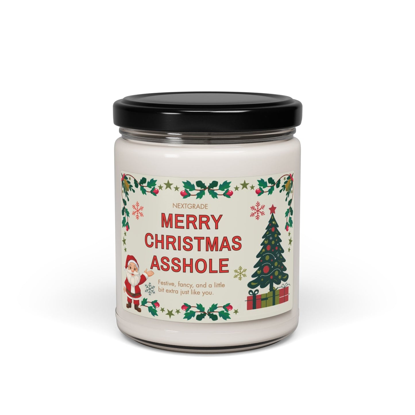 Merry Christmas Asshole Candle, Funny Holiday Gift for Friends or Coworkers | Hand-Poured Soy Candle | 9 Scents | Hilarious Christmas Candle