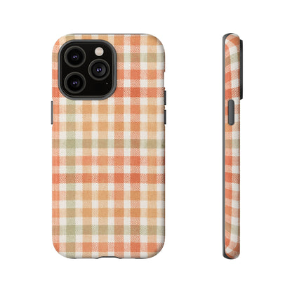 Boho Checkered Phone Case | Neutral Aesthetic Plaid Case | Retro Minimalist Check Design | iPhone Cover | Samsung Cover