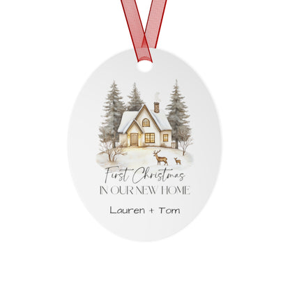 Personalized Christmas Ornaments, First Christmas in Our New Home, Ceramic Christmas Decor, Gift for Couples, Family Keepsake