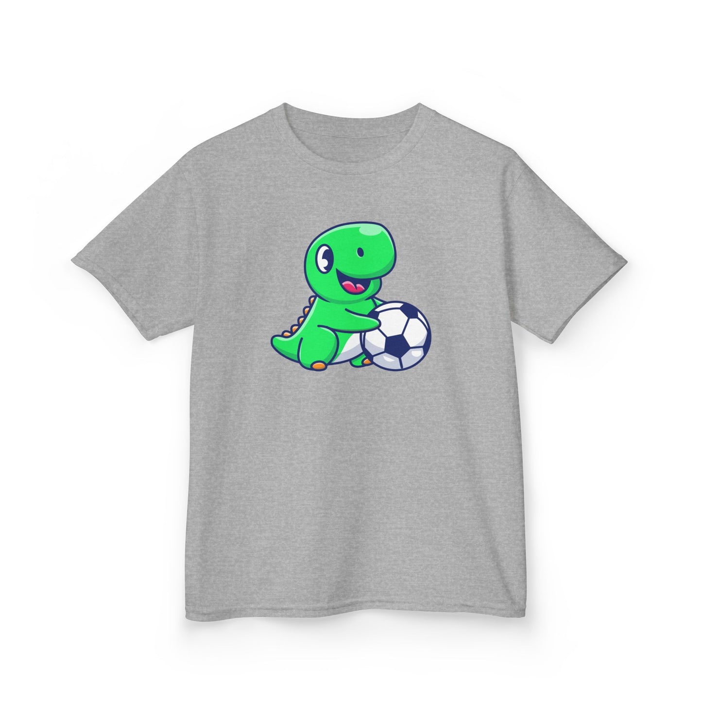 Green Dinosaur Playing Soccer Kids T-Shirt, Cute Dino Soccer Shirt for Boys Girls, Fun Youth Sports Graphic Tee, Football Lover
