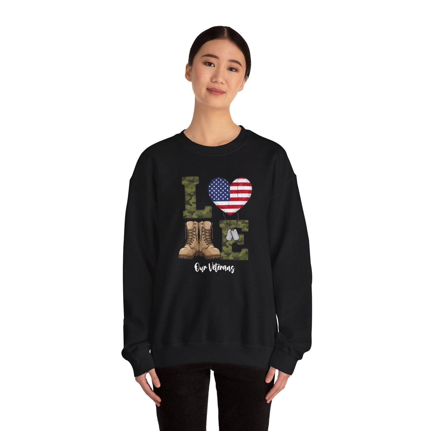 Love Our Veterans sweatshirt | Gift For Veteran | Veteran Sweatshirt | Gift For Dad | military boots American flag camouflage