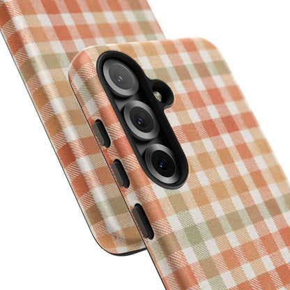 Boho Checkered Phone Case | Neutral Aesthetic Plaid Case | Retro Minimalist Check Design | iPhone Cover | Samsung Cover