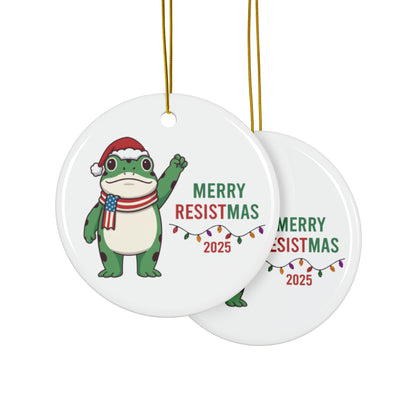 Merry Resistmas Freedom Frog Ornament 2025 – Double-Sided Political Humor Christmas Decor | Funny Activist Ornament | Freedom Frog Meme Gift