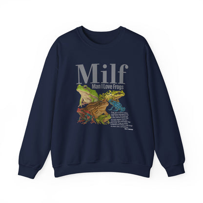 Man I Love Frogs Sweatshirt, Vintage Style Meme Frog Sweater, Funny Gen Z ''MILF'' Frog Crewneck, Inappropriate Gag Gift, Cozy Pullover