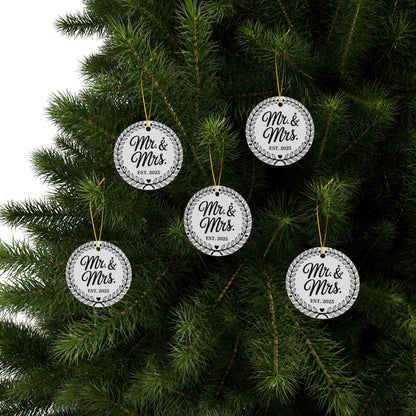 Mr and Mrs Ceramic Ornaments, Wedding & Anniversary Decor, Customizable Gifts, Holiday Keepsakes, Engagement Day