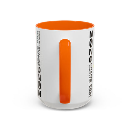 2026 Grand Prix Calendar Mug, Formula 1 Accent Coffee Mug, F1 Circuit Icons Cup, Motorsport Fan Gift, Racing Calendar Ceramic Mug