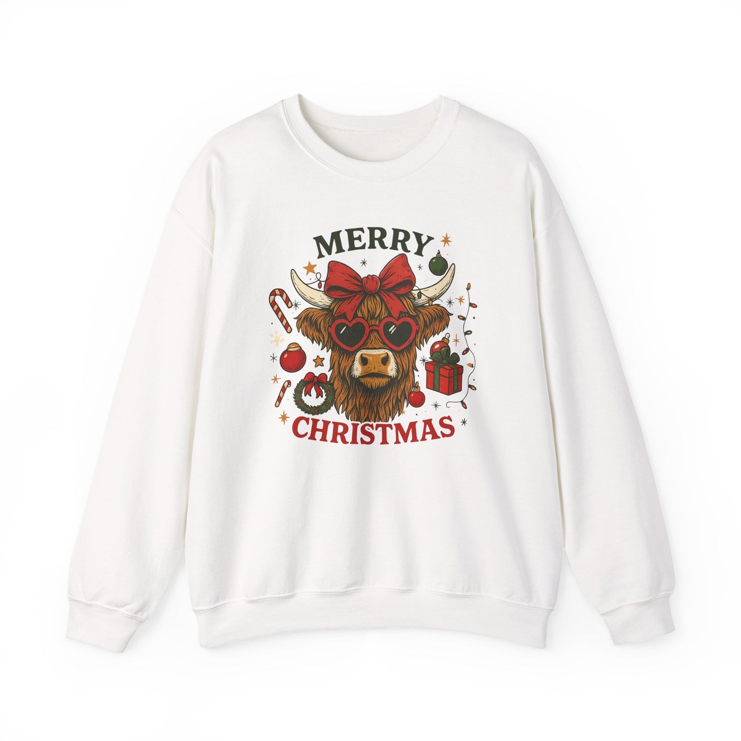 Merry Christmas Highland Cow Sweatshirt, Cow Christmas Crewneck, Funny Holiday Farm Shirt, Western Christmas Sweater, Cozy Xmas Gift for Her