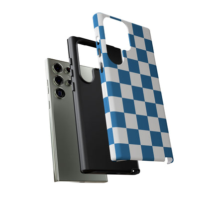 Blue Checkerboard Phone Case, Samsung Galaxy S25, S25 Plus, S24, S24 Plus, S24 Ultra, S23, S22, S22 Plus, S21 Ultra, S21 FE, S20+