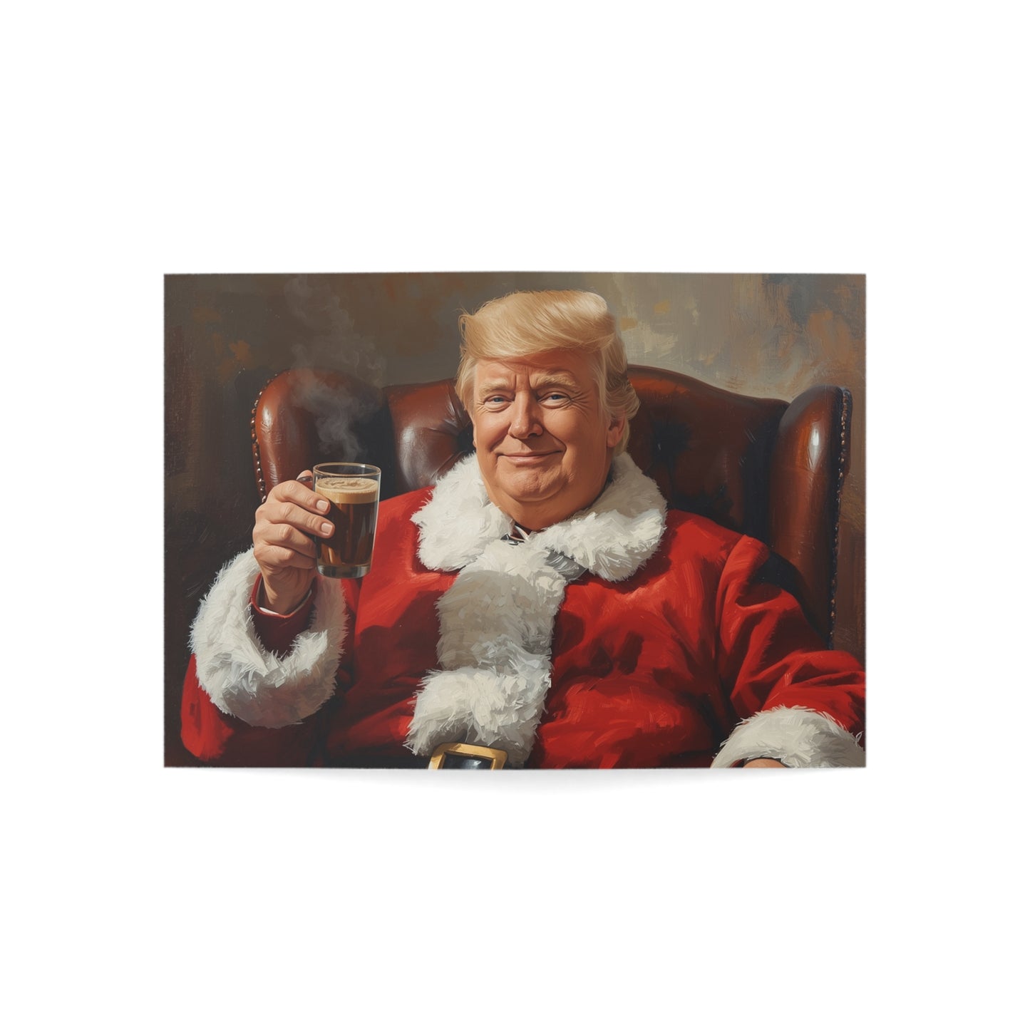 Santa Portrait Holding Drink Greeting Card, Funny Vintage Christmas Card, Retro Holiday Card, Santa Toast Card, Festive Gift Note