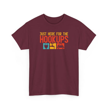 Just Here For The Hookups Shirt, Camping Fishing T-Shirt, Funny RV Camper Tee, Outdoors Graphic Tee, Campfire Gift for Men Women